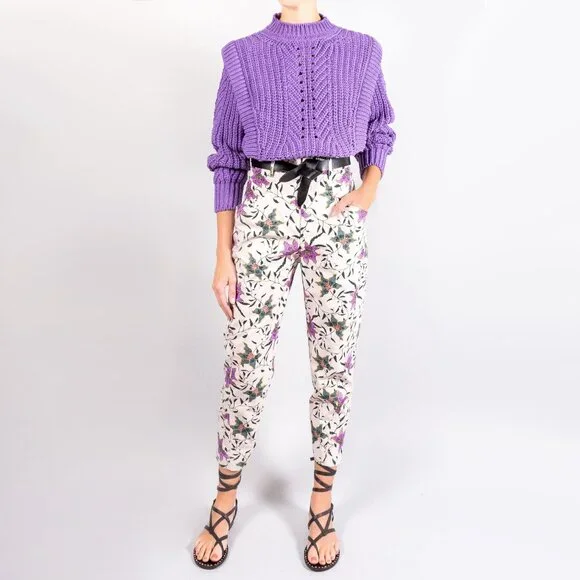 Isabel Marant "Gubaia" floral-print cropped tapered cotton trousers, size 36 - Picture 13 of 13